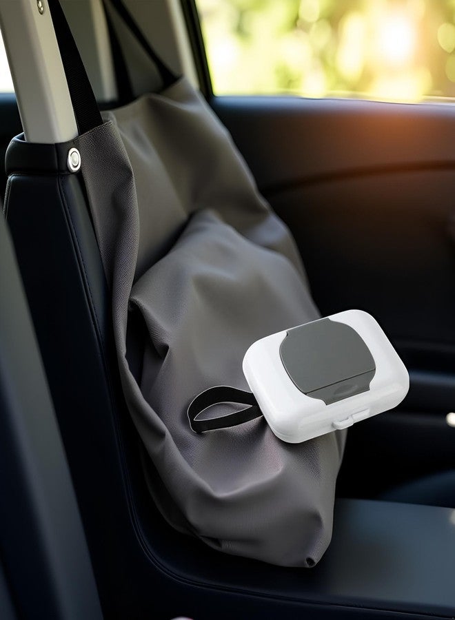 Bwexxt Grey Wipes Case Travel Wipe Holder Reusable Wet Wipe Container Box Silicone Seal Strollers Hanging Dispensers Refillable Wipe Case Safe Wet Storage Wipe Holders Wipes and Holders - Image 4